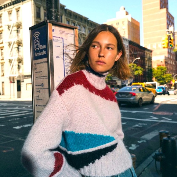 NWT Zara Colorblock Turtleneck Knit Sweater size M - Picture 2 of 11